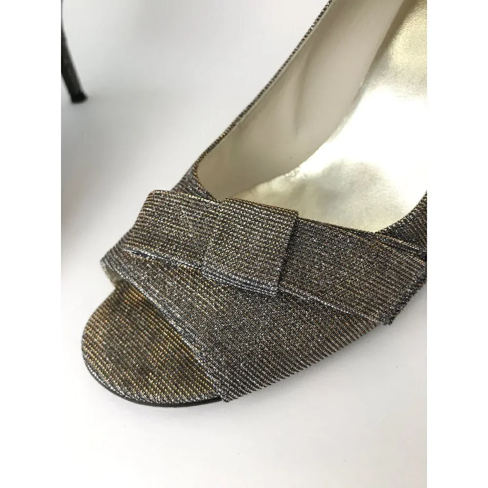 Stuart Weitzman Bronze Silver Metallic Bow Pumps Size 10M